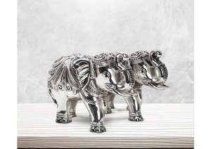 Vastu Trunk Up <b>Elephants</b> Idol Set of 2 Antique Silver Plated Decorative Figurines for Home Office Vastu <b>Decor</b> Gift - Product Image 2