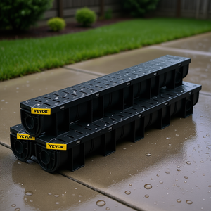 Sistema de Drenaje Vevor, 5.9x5.1 Pulgadas, Plástico Negro, Drenaje para Piso de Garaje, Jardín y Entrada de Vehículos, con Tapas - Product Image 2