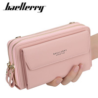 Dompet Wanita Baellerry Gaya Korea Resleting Ganda Kapasitas Besar Tas Selempang Modis Serbaguna Dompet Panjang