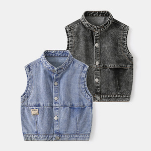 2024 automne garçons élégant Denim gilets à la mode col montant Cardigan <span class=keywords><strong>sans</strong></span> manches <span class=keywords><strong>veste</strong></span> <span class=keywords><strong>en</strong></span> gros pour les enfants et bébés - Product Image 1