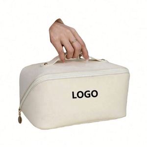 Bolsa de Maquillaje de Viaje al por Mayor con Logotipo Personalizado, Impermeable, de Gran Capacidad, de Cuero PU, con Cierre - Product Image 2