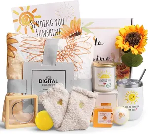 Sending Sunshine Spa Relaxation Gifts Get Well Soon Gifts Basket Care Package Unique Sunflower Gifts for Women