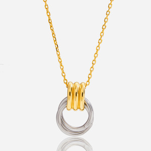 Geometric Circle <b>Ring</b> Pendant <b>Necklace</b> Stainless Steel Jewelry For Women Fashion Accessory - Product Image 1