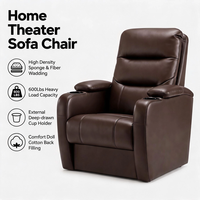 Fauteuil de massage et de pédicure en cuir PU de qualité supérieure, couleur marron foncé, avec porte-gobelet, idéal pour home cinéma et hôtels