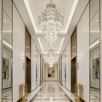 Lustre de luxe moderne en cristal LED pour plafond, idéal pour salon et hôtel