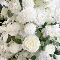 Arche florale artificielle en forme de corne en tissu de soie rose blanche pour décoration de toile de fond de mariage, fenêtre d'église et exposition