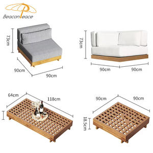 فيلا عالية الجودة فناء حديقة مقطعية على شكل L مجموعة أريكة مجموعة في الهواء الطلق خشب الساج في الفناء - Product Image 5