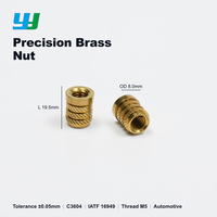 Insert fileté en laiton usiné CNC sur mesure OEM, M5, moleté, pour impression 3D plastique, IATF 16949
