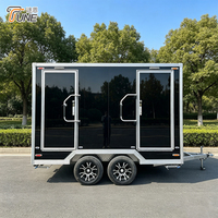 Remorque de toilettes mobiles de luxe à 2 postes, toilettes portables pour événements scolaires, fabricant professionnel de sanitaires mobiles en Chine