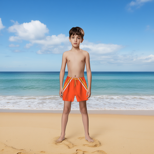 Short de bain HDJ pour garçon, orange, séchage rapide, taille élastique avec cordon de serrage, taille 4 6 8 10 12 - Product Image 5