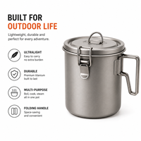 Casserole de cuisson en titane personnalisable pour camping, cuisson à la vapeur, ébullition d'eau, équipement de cuisine extérieur pour randonnée avec couvercle verrouillable