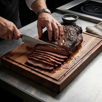 Planche à découper en bois d'acacia épais et robuste pour cuisine professionnelle et restaurant, bloc de boucher pour couper la viande