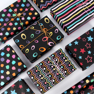 Papier cadeau rayé noir Hengwen Holiday pour anniversaire, artisanat, bricolage, couverture de livre, emballage en gros - Product Image 3