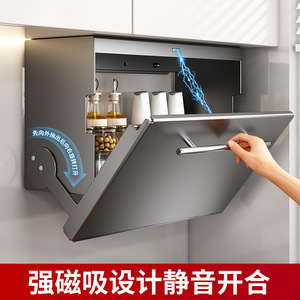 Étagère à épices murale à double niveau, pliable, en acier carbone, pour rangement sous armoire, pour usage en cuisine - Product Image 5