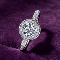Bague de fiançailles en moissanite GRA D couleur VVS taille brillante 5,8 mm avec halo et sertissage en canal, pour femme, cadeau, passe le testeur de diamant