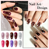 Ensemble de vernis à ongles gel effet œil de chat 5 couleurs, aimant annulaire noir pour manucure, outils de manucure, logo personnalisé, marque privée, vente en gros