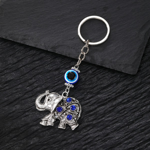 2025 Trendy Ethnic Style Turkish Blue Evil Eye Rhinestone Butterfly Camel Elephant <strong>Owl</strong> Fish Mermaid Pendant <strong>Keychain</strong> Key Ring - Product Image 6