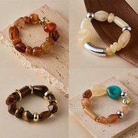 Bracelet en perles d'acrylique élastique multicolores irrégulières tendance fait main original Zooying pour femmes