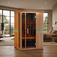 SS-200G Sauna sec 2 personnes à vapeur et infrarouge lointain à spectre complet, en bois massif écologique, facile à utiliser, avec fenêtres en travers.