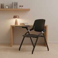 Chaise de bureau exécutive pliable en maille gris clair, accoudoirs réglables, ergonomique, dossier mi-haut, hauteur réglable, pour conférence