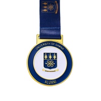 Trophée en métal doré personnalisé par le fabricant avec ruban pour la compétition de badminton, course à pied, football, judo, soccer, taekwondo, médaille de récompense sportive