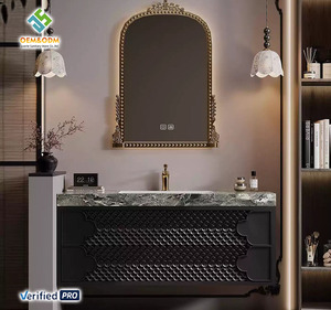 Mobile bagno moderno a parete 2025 OEM con doppio lavabo, <span class=keywords><strong>in</strong></span> <span class=keywords><strong>legno</strong></span> massello, stile rustico, con specchio e scarico <span class=keywords><strong>in</strong></span> rame, per sala da pranzo, scuola, bagno - Product Image 1