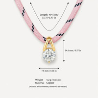 Collier pendentif solitaire en zircon plaqué or 18 carats en acier inoxydable avec cordon en paracorde