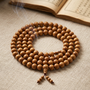 Chapelets en bois de santal authentiques faits à la main, perles en bois vieilli, Riddhi Siddhi Rajasthan, naturel brun doré foncé, vente en gros - Product Image 1