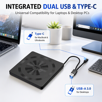 Lecteur DVD externe portable USB 2.0 sans pilote, graveur de CD/DVD-RW haute vitesse pour PC tout-en-un, ordinateur portable, ordinateur de bureau