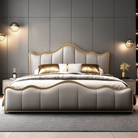 Lit double king size de luxe moderne et blanc en cuir rose doré standard mobilier de chambre à coucher cadre design avec rangement