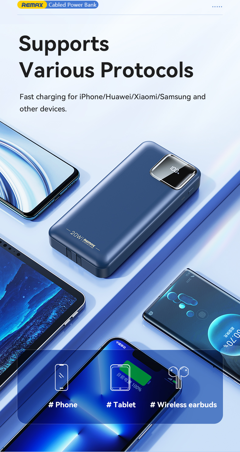 Remax RPP-513 22.5W Aluminum PD Qc 3.0 Powerbank 20000Mah Type-C description image 8
