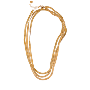 Stainless Steel Braided Thick Snake Blade <b>Chain</b> 18K Gold Plate Double Layered Herringbone Choker <b>Chain</b> Necklace - Product Image 1