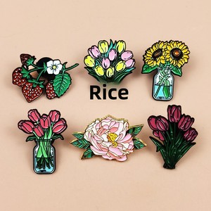 Broche de dibujos animados de flores y plantas verdes en maceta, elegante y personalizado, con diseño de tulipán, rosa y girasol, técnica de goteo de aceite, para niñas - Product Image 2