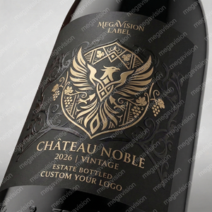 Custom Gold Stamped Self <strong>Adhesive</strong> Kraft Paper Beverage Packagging Labels UV <strong>Printable</strong> <strong>Roll</strong> Stickers Labels for Wine Bottles - Product Image 3