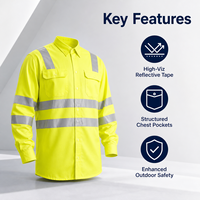 Chemise de travail de sécurité à manches longues avec bandes réfléchissantes haute visibilité et poches, uniforme de sécurité