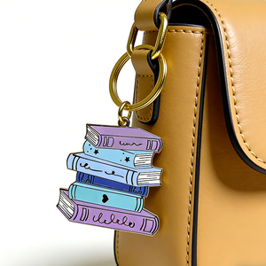 Fashion Metal Keychains Book Bag Charm Accessories <strong>Teacher</strong> <strong>Gifts</strong> Car Keyrings Custom Cartoon Hard Enamel Keychain Bookish - Product Image 4