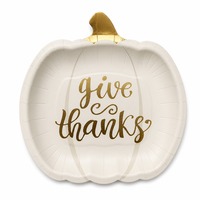 Assiettes en papier en forme de citrouille avec feuille d'or jetables pour Thanksgiving