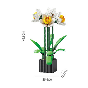 Qs Thiết Kế Mới Giá Rẻ Hoa Bó Hoa Kit Đồ Chơi Trang Trí Nội Thất Trang Trí 101Pcs DIY Bất Chậu Cây Xây Dựng Khối Cho Người Lớn - Product Image 4