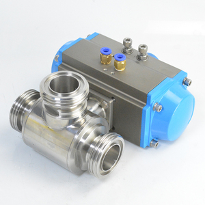 Robinet à bille sanitaire pneumatique en acier inoxydable de qualité alimentaire, type T, type L, 3 voies, avec filetage en aluminium - Product Image 5