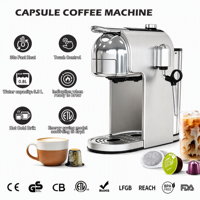 Machine à expresso à écran tactile, réservoir d'eau de 1 L, pression de 19 bars, buse vapeur, réglage du volume en 7 niveaux, cafetière