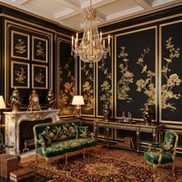 Papier peint personnalisé SUNGPU, peinture murale peinte à la main, motif floral doré, papier peint mural noir à motifs d'oiseaux pour la décoration résidentielle haut de gamme