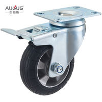 Roues à roulettes en caoutchouc noir de haute qualité de 3, 4 et 5 pouces avec noyau en aluminium pour chariot industriel à haute capacité de charge