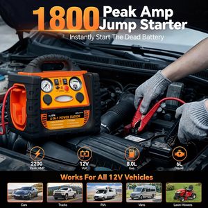Démarreur de batterie 6-en-1 2000A, 20000mAh 12V pour voiture et bloc d'alimentation d'urgence - Product Image 1