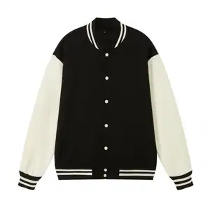 겨울 대량 customizable streetwear 셔닐 실 면 대학 mens varsity 재킷 흑백 varsity 재킷