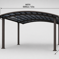 Abri de stationnement double pour garage de villa moderne de luxe Angye, en alliage d'aluminium thermolaqué, durable et imperméable