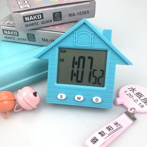 Nako House Shaped Digital Clock Kids Room Decor Battery Powered Multi Functional Alarm Timer For Children's Bedroom - Product Image 1