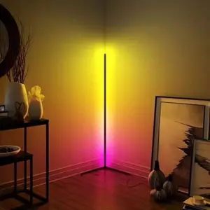 מקורה בית תפאורה חכם WIFI פינת רצפת עומד סטנדרטי מנורת תאורה מודרני רצפת עמדת אור LED RGB רצפת מנורות