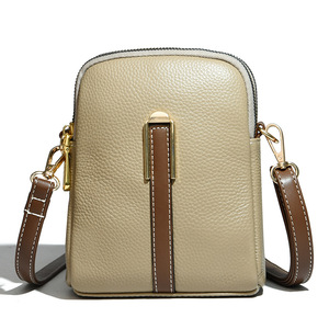 Sac de téléphone portable en cuir véritable pour femmes, mini sac à la mode vertical à bandoulière unique, sac messager avec poche pour femmes - Product Image 3