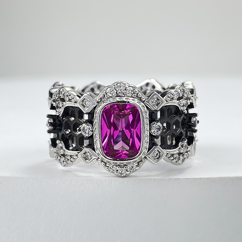 Seven.A Smart Ring 2025 Two Tone Plated Purple Cubic Zirconia Engagement Sterling Silver Wedding Rings for Women