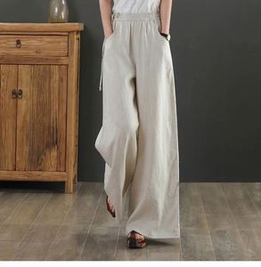 <span class=keywords><strong>Pantaloni</strong></span> Casual da <span class=keywords><strong>Donna</strong></span> Primaverili a <span class=keywords><strong>Vita</strong></span> Alta <span class=keywords><strong>in</strong></span> Cotone e <span class=keywords><strong>Lino</strong></span> Traspirante, Gamba Larga, <span class=keywords><strong>con</strong></span> <span class=keywords><strong>Elastico</strong></span> <span class=keywords><strong>in</strong></span> <span class=keywords><strong>Vita</strong></span> e Vestibilità Comoda - Product Image 4